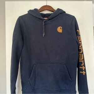 Carhartt Women’s Navy Blue Hoodie with Gold Logo